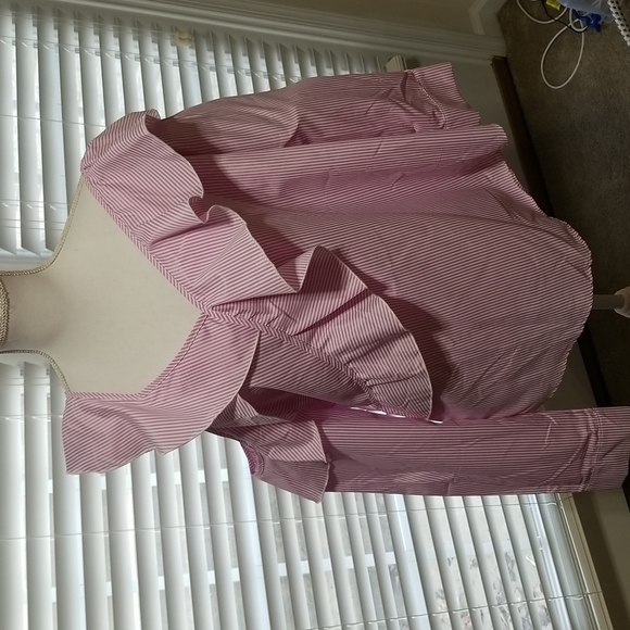 Pink and White Off shoulder/cold Shoulder Blouse - Picture 1 of 16